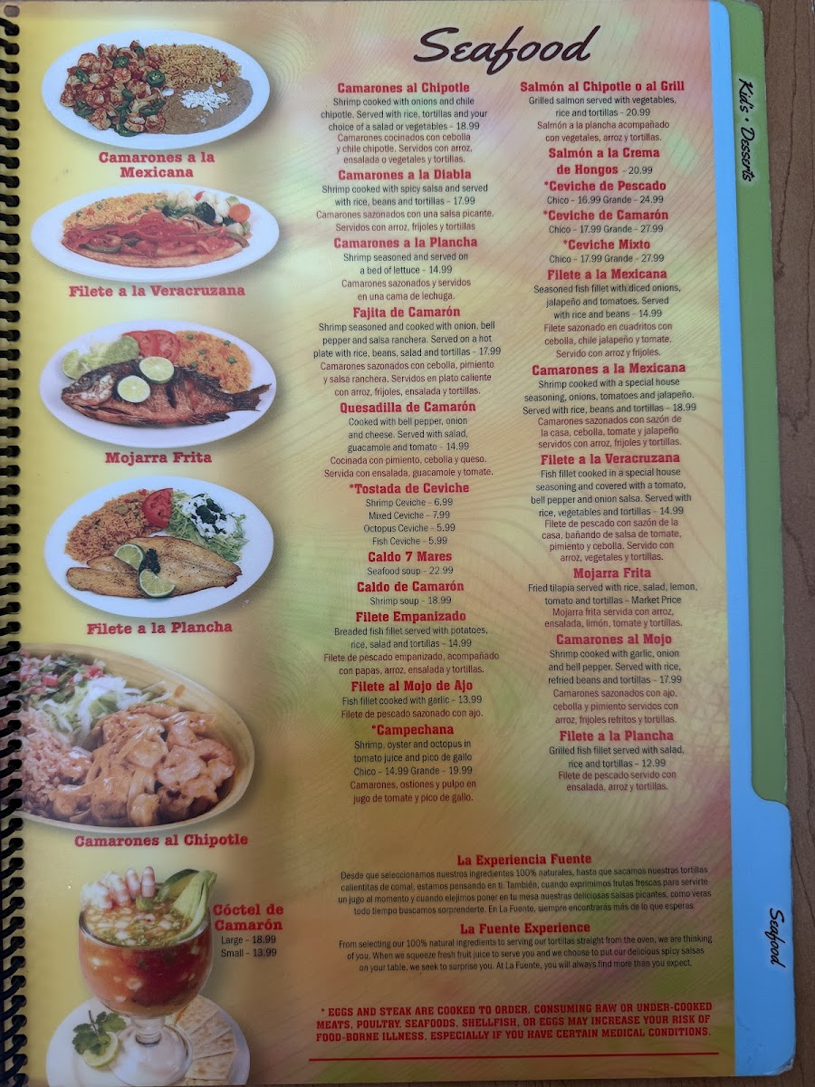 La Fuente Mexican Restaurant Menu - Image 1