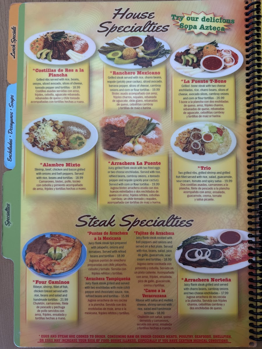 La Fuente Mexican Restaurant Menu - Image 4